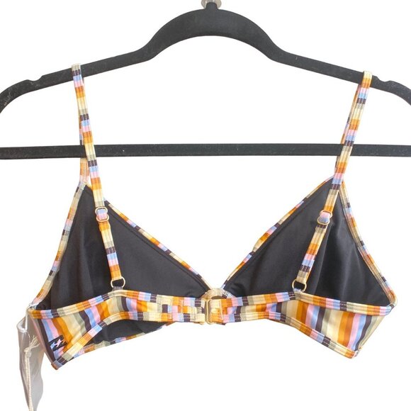 NWT Billabong  Multi - Brown & Yellow Stripe Triangle Bikini Top, size L… - Picture 3 of 12